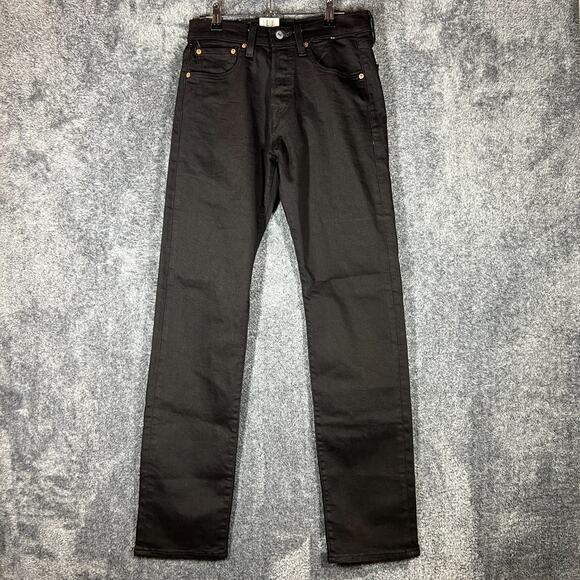 Levis 501 Jeans Mens 28x34 Black Button Fly Western Irregular New Classic Denim - Picture 1 of 13